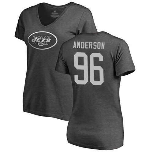 New York Jets Ash Women Henry Anderson One Color NFL Football #96 T Shirt->nfl t-shirts->Sports Accessory
